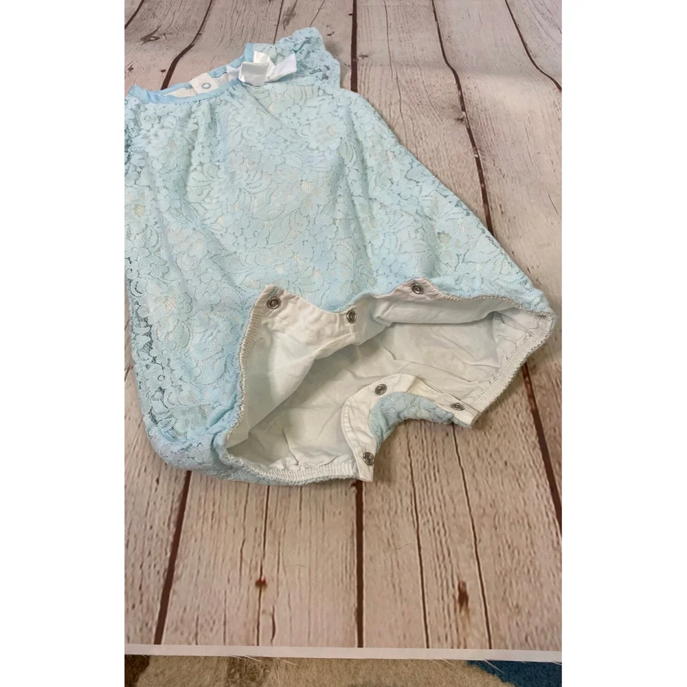 Cat & Jack Ice Blue Lace Fully Lined Baby Romper